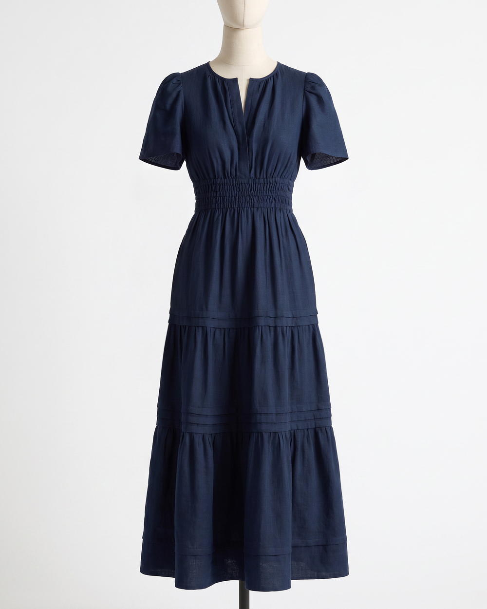 100% European Linen Tiered Maxi Dress
